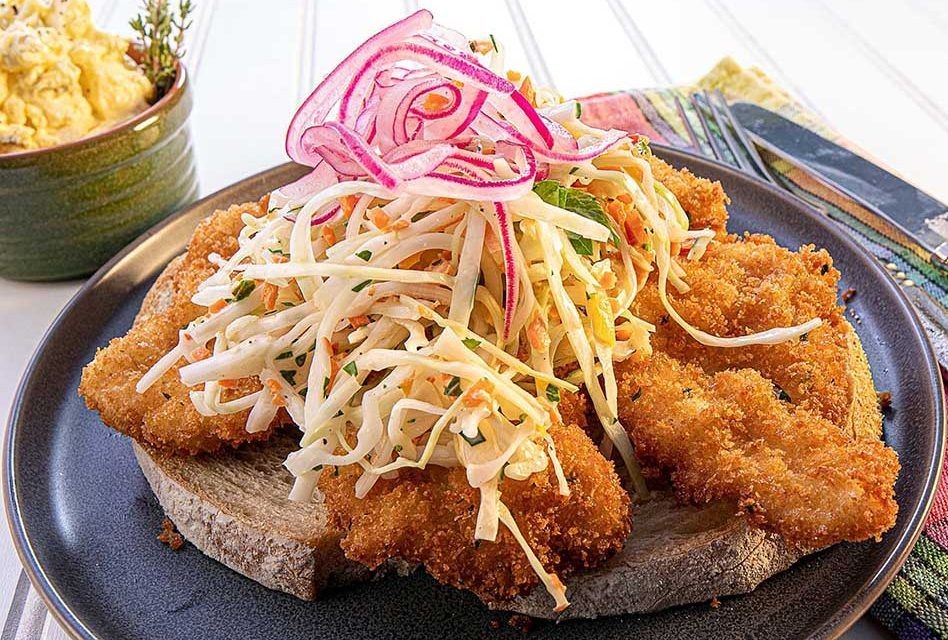 Spicy Alligator Tenderloin Sandwich with Slaw