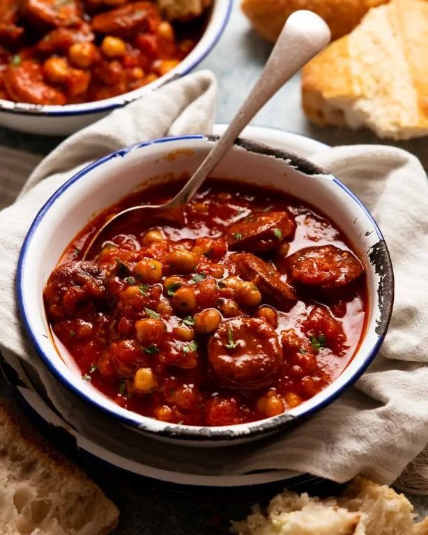 Spicy Chickpea Soup with Chorizo and Paprika