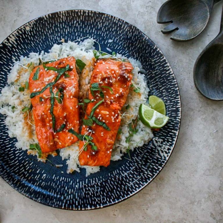 Spicy Crispy Salmon with Coconut Rice