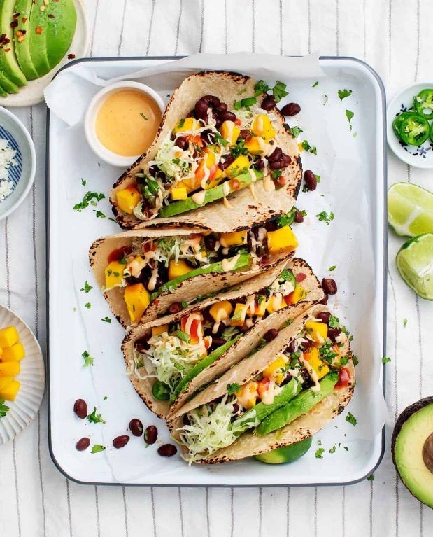 Spicy Mango and Black Bean Tacos