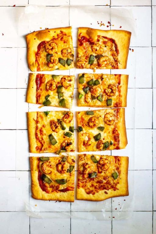 Spicy Sriracha Shrimp Pizza