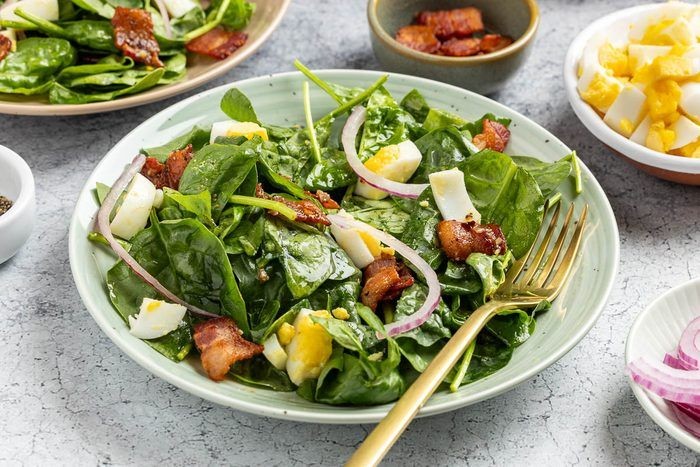 Spinach and Bacon Salad with Creamy Parmesan Dressing