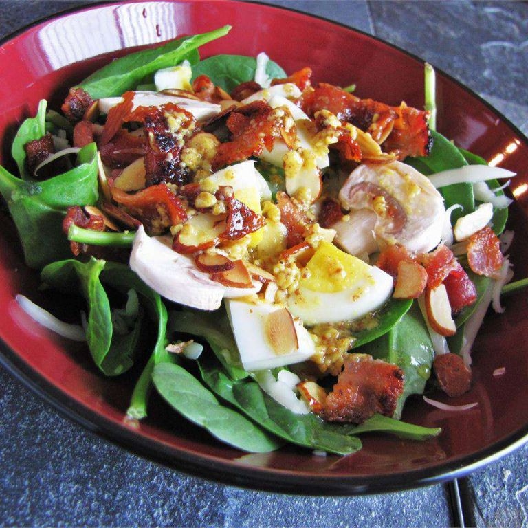 Spinach and Bacon Salad with Honey Mustard Vinaigrette