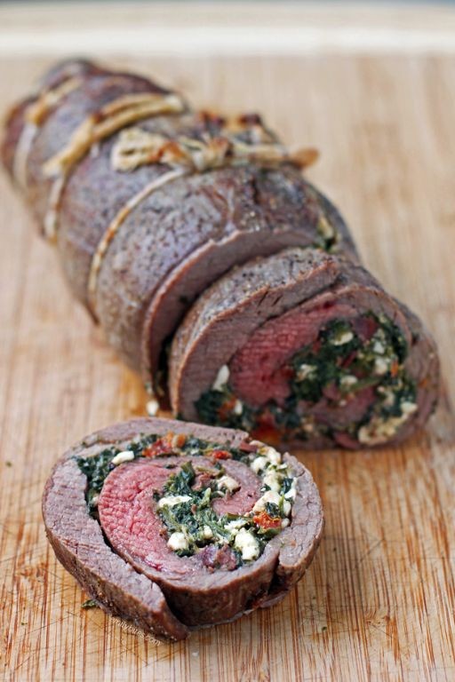 Spinach and Feta Stuffed Flank Steak Pinwheels