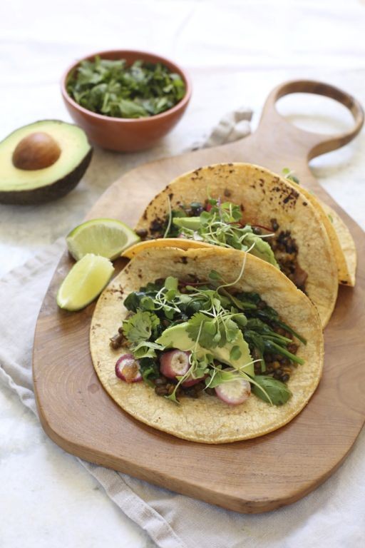 Sprouted Mung Bean Tacos with Lime Crema