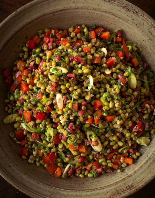Sprouted Mung Bean and Pomegranate Salad