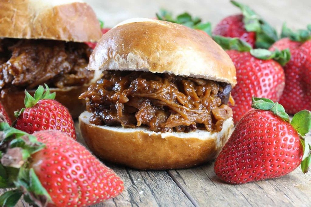 Strawberry BBQ Pulled Pork Sliders