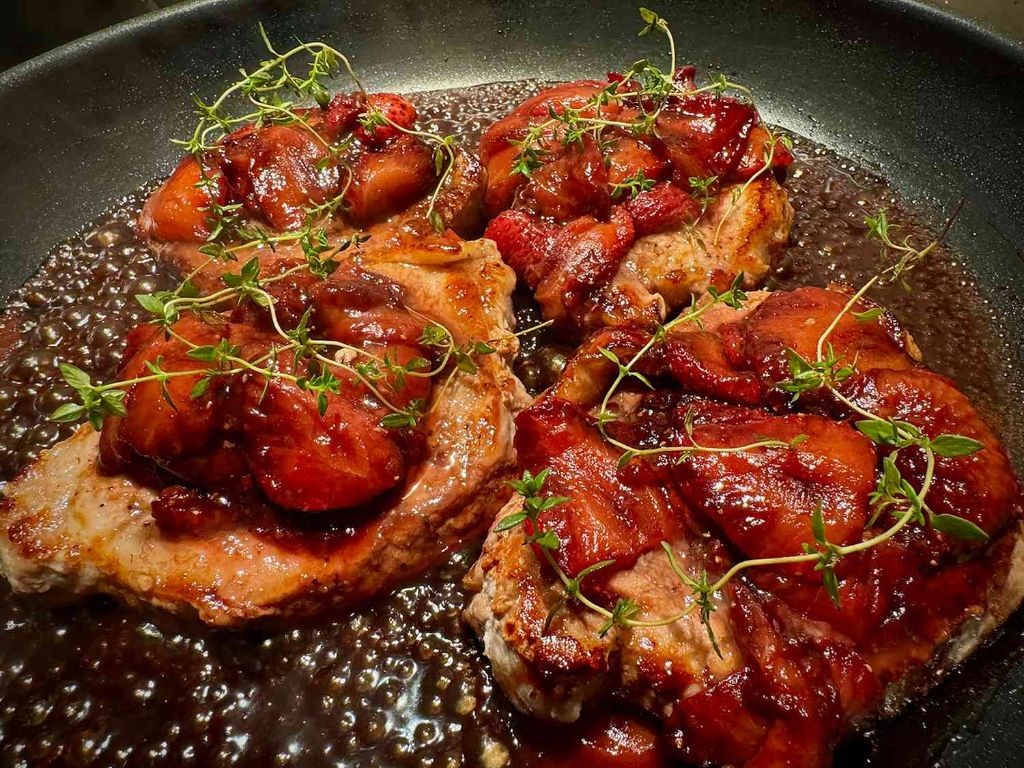 Strawberry Balsamic Grilled Pork Chops