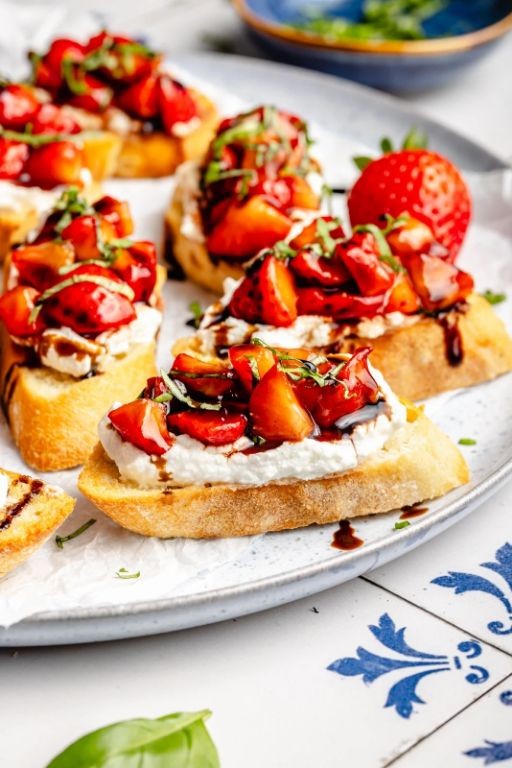 Strawberry Basil Bruschetta with Ricotta