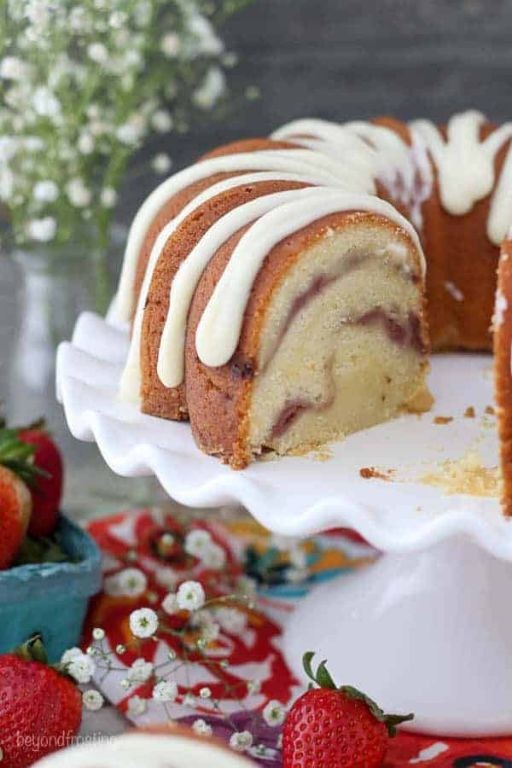 Strawberry Swirl Bundt Cake with Cake Mix