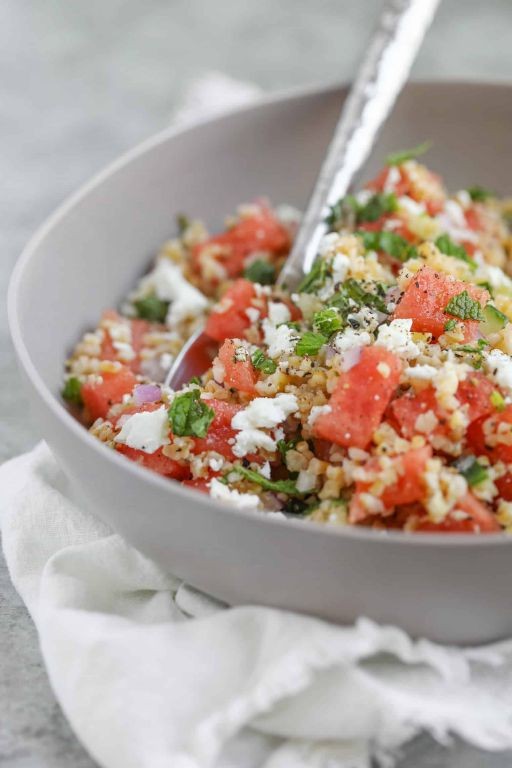 Summer Bulgar Salad with Watermelon and Feta