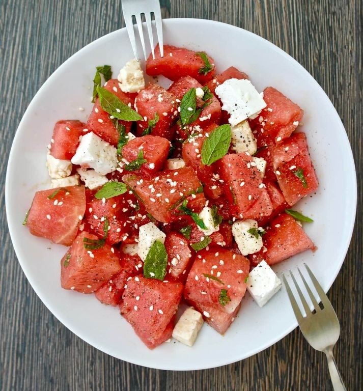 Summer Watermelon and Feta Salad with White Balsamic