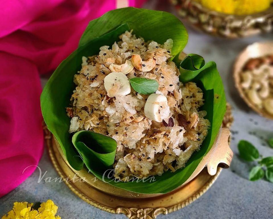 Sweet Poha with Jaggery and Coconut