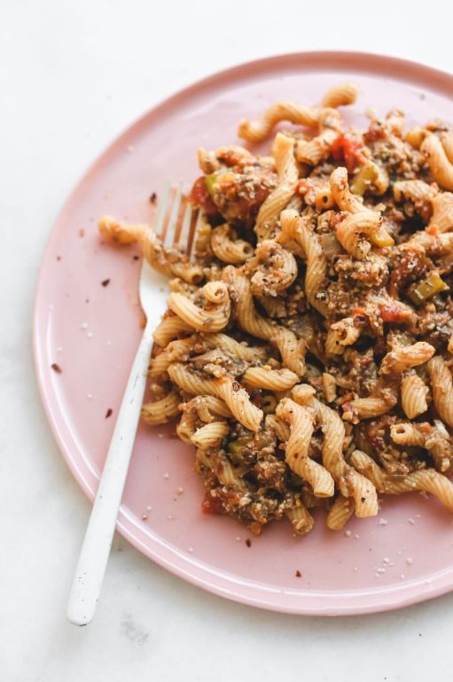 Tempeh and Mushroom Bolognese