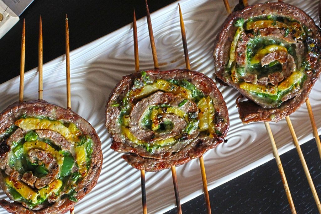 Teriyaki Pineapple Flank Steak Pinwheels