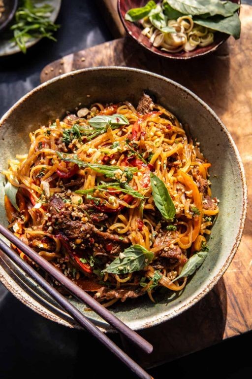 Thai Basil Beef with Rice Noodles