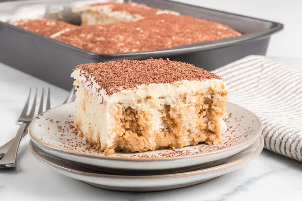 Tiramisu Pudding Poke Cake