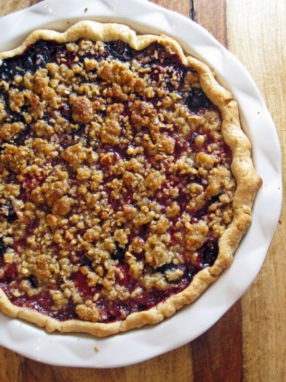 Triple Berry Pie with Almond Crumb Topping