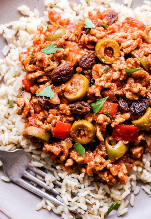 Turkey Picadillo Gorditas with Olives and Raisins