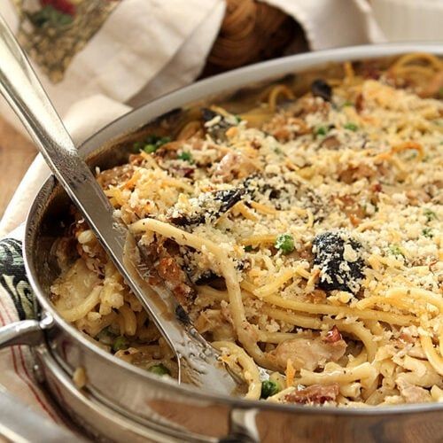 Turkey Tetrazzini with Bacon and Peas