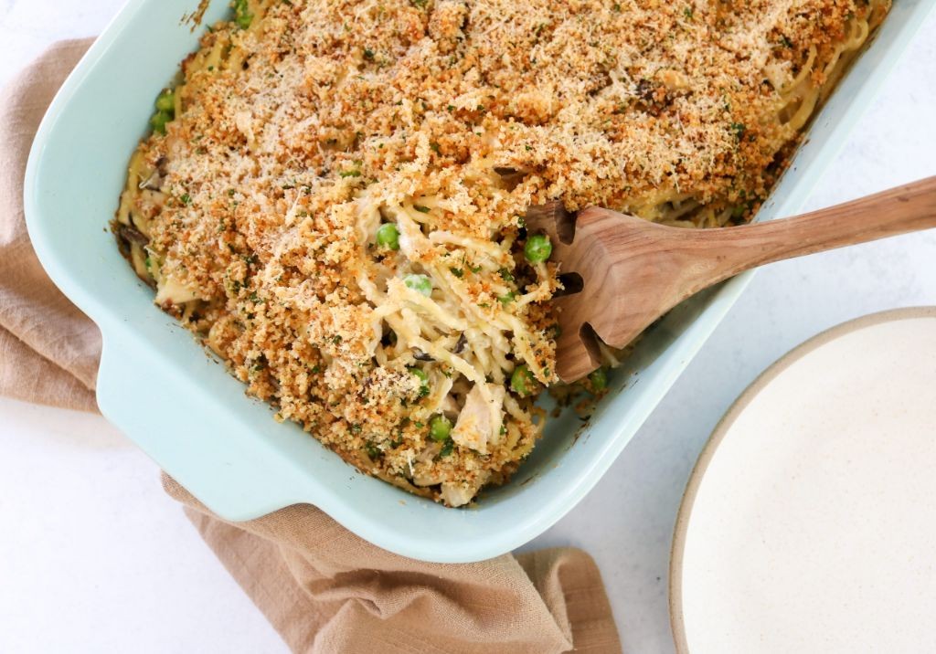 Turkey Tetrazzini with Crispy Onion Topping