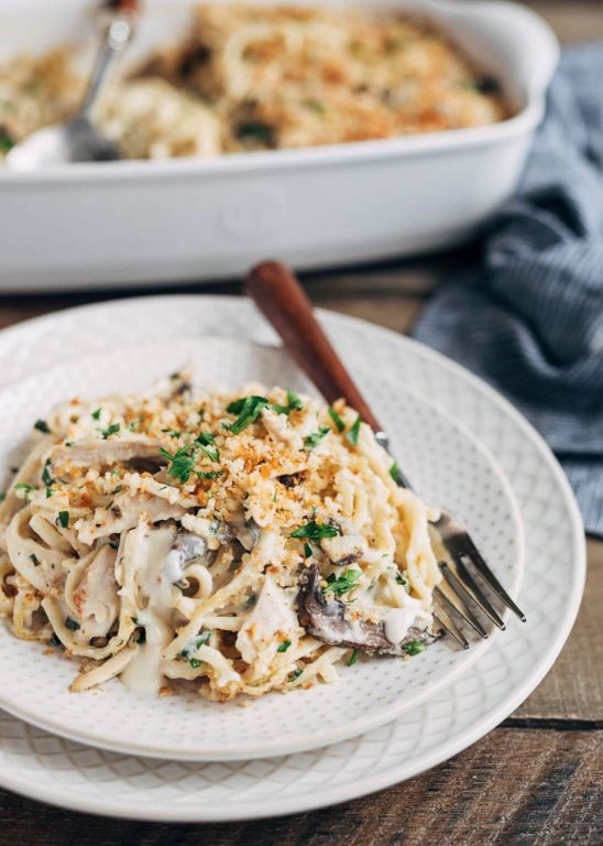 Turkey Tetrazzini with Garlic Herb Sauce