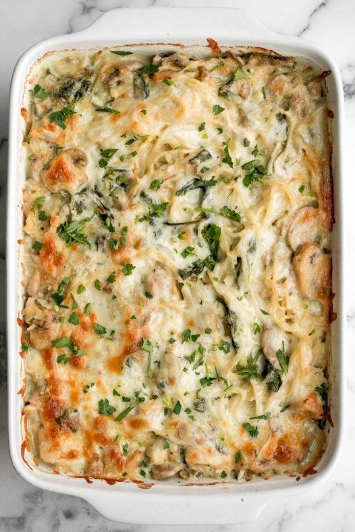 Turkey Tetrazzini with Spinach and Artichokes
