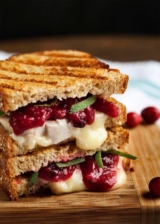 Turkey and Brie Panini with Cranberry Sauce