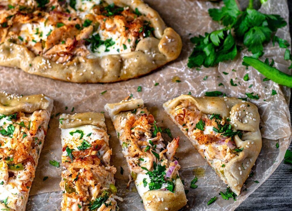 Turkish Chicken Pide with Melted Cheese