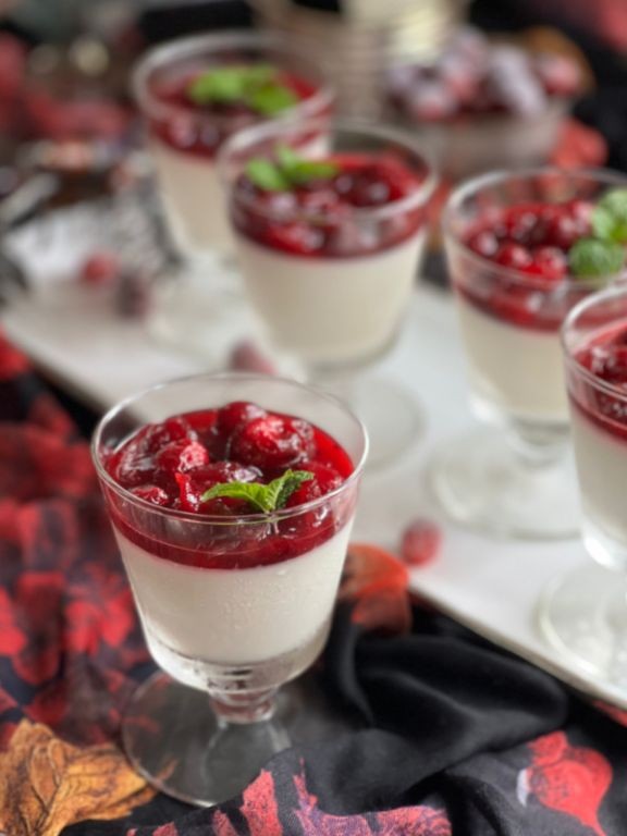 Vanilla Bean Cranberry Panna Cotta