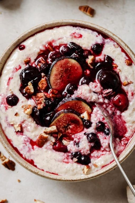 Vegan Barley Breakfast Bowl with Berries