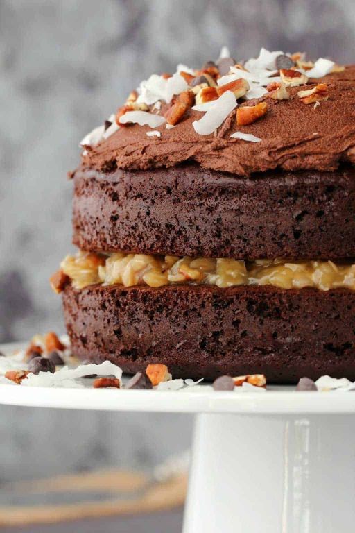 Vegan German Chocolate Cake with Cashew Frosting