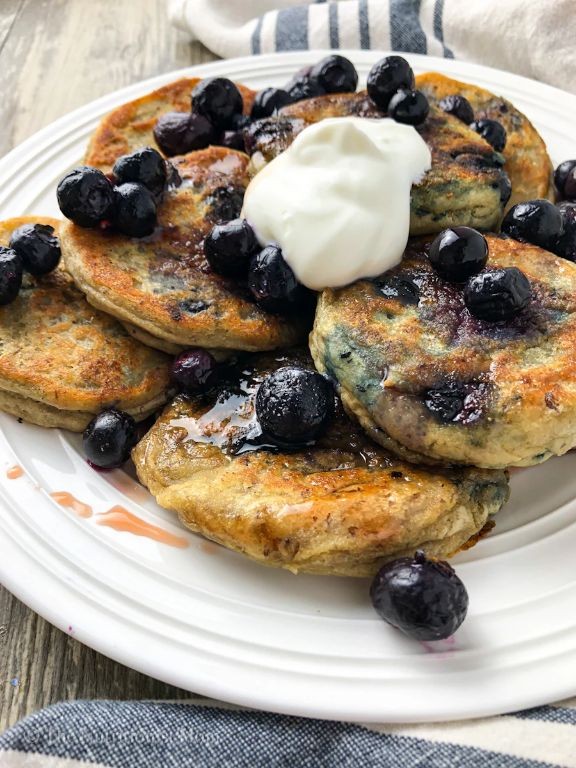 Vegan Protein Pancakes with Blueberries