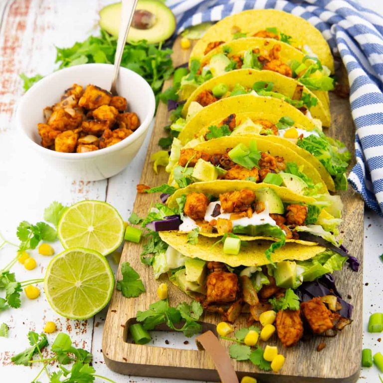 Vegan Tempeh Tacos with Avocado Lime Dressing