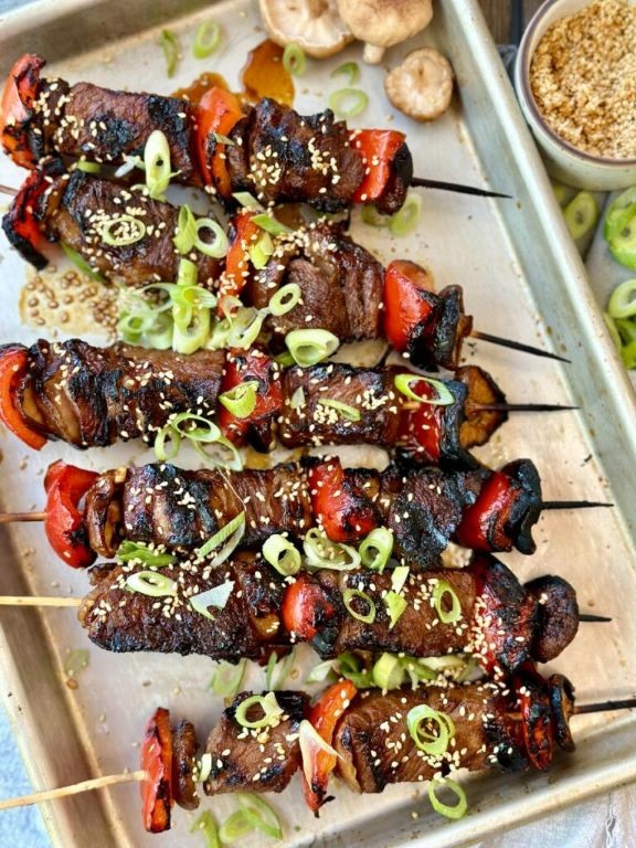 Water Chestnut and Beef Skewers