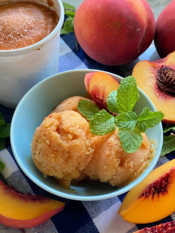 White Peach Sorbet with Mint