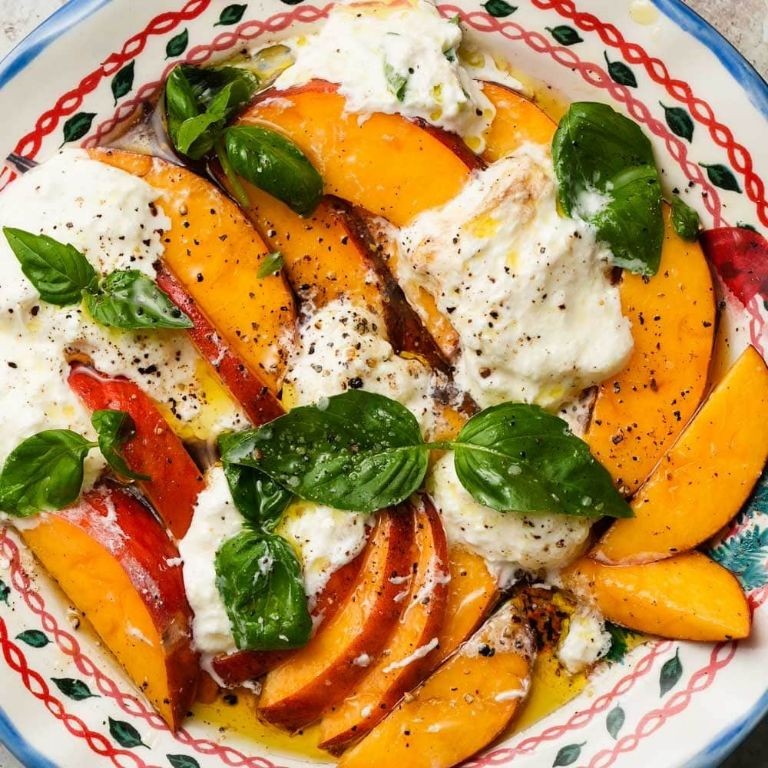 White Peach and Burrata Caprese