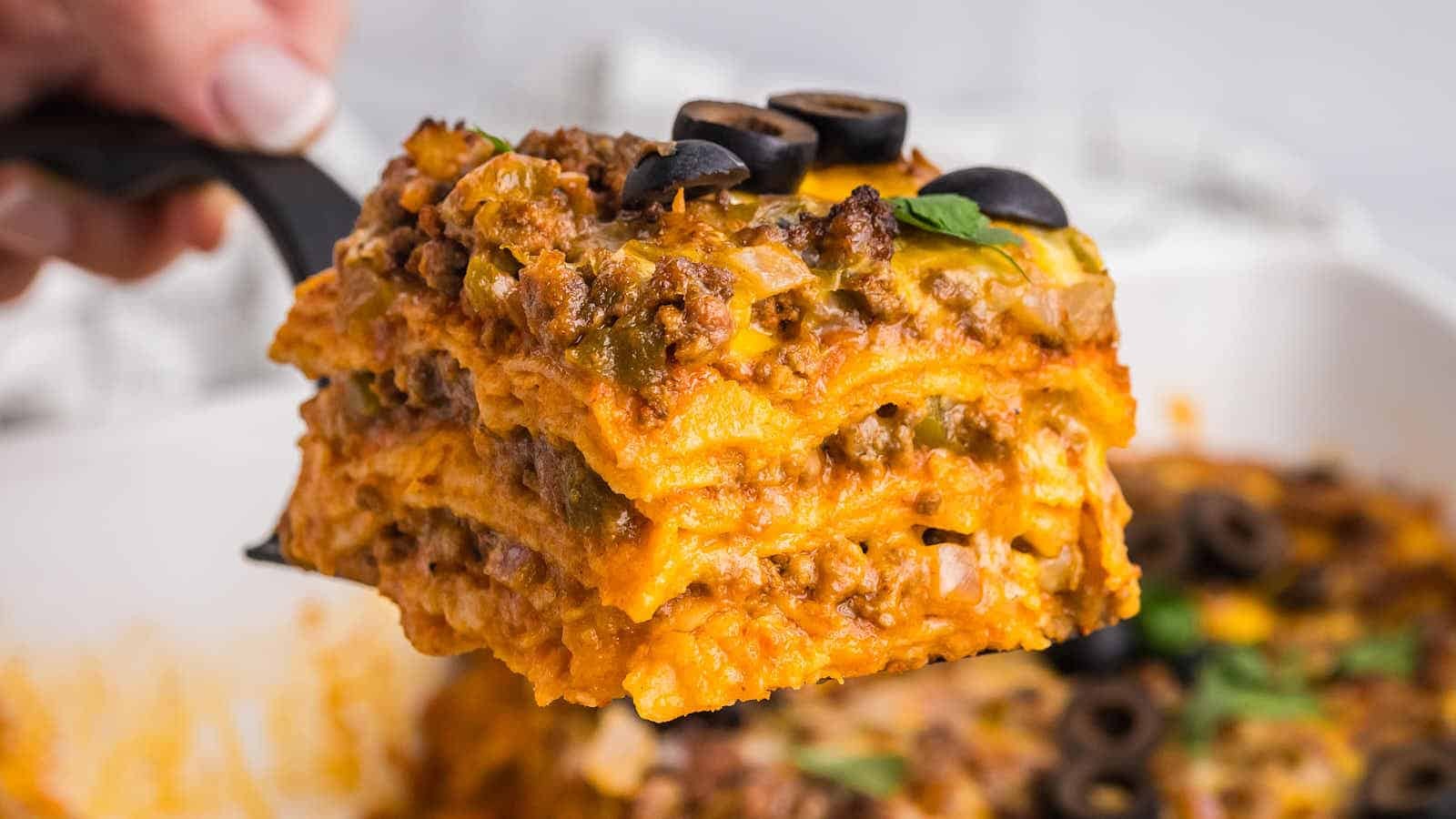 Easy Cheesy Beef Enchilada Casserole