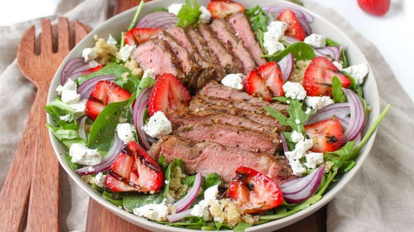 Steak & Strawberry Goat Cheese Salad with Vinaigrette