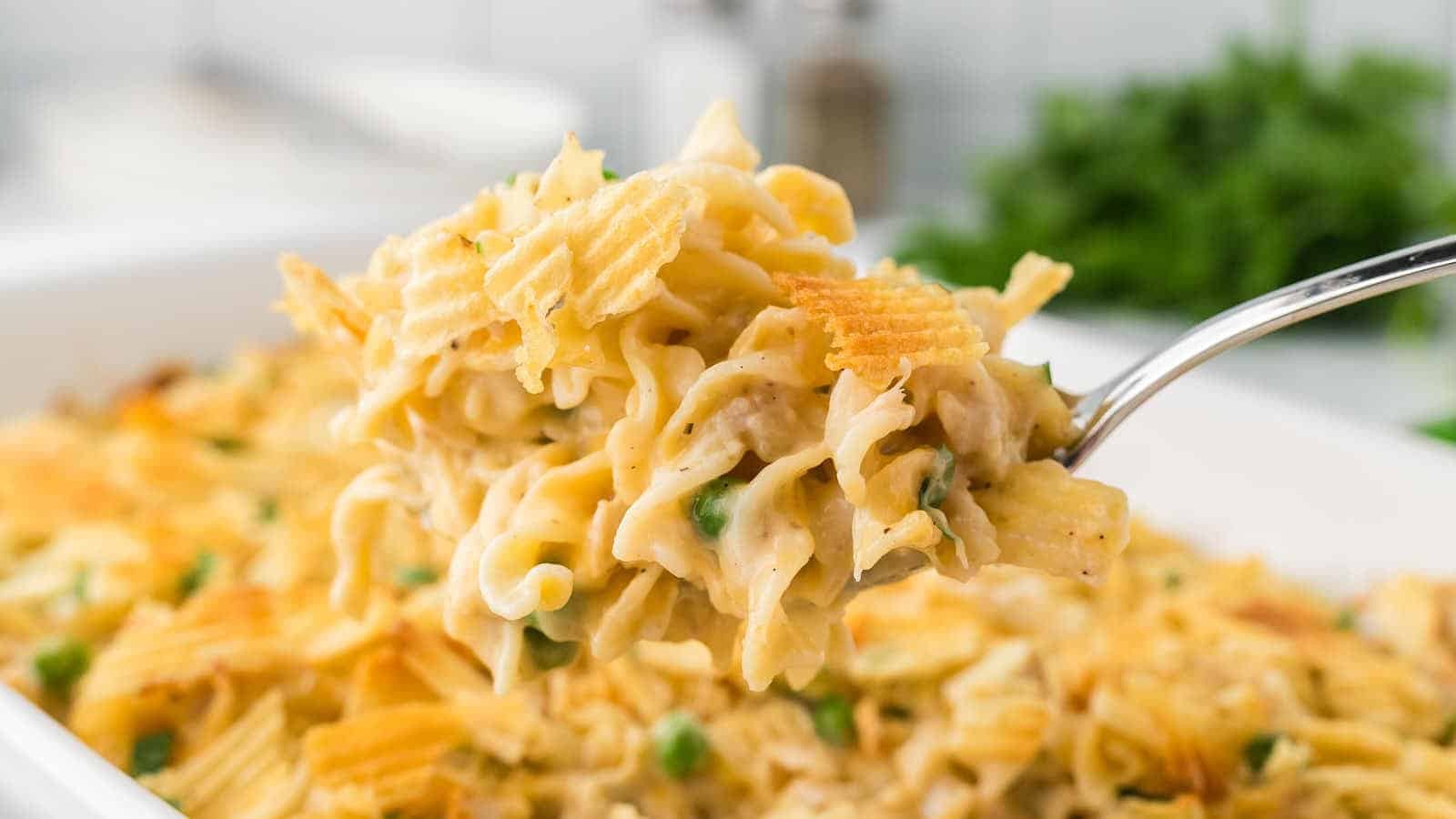 Tuna Casserole with Crushed Potato Chips