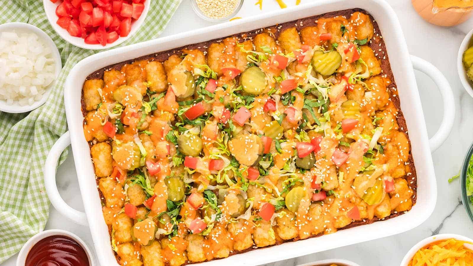 Easy Big Mac Casserole with Tater Tots