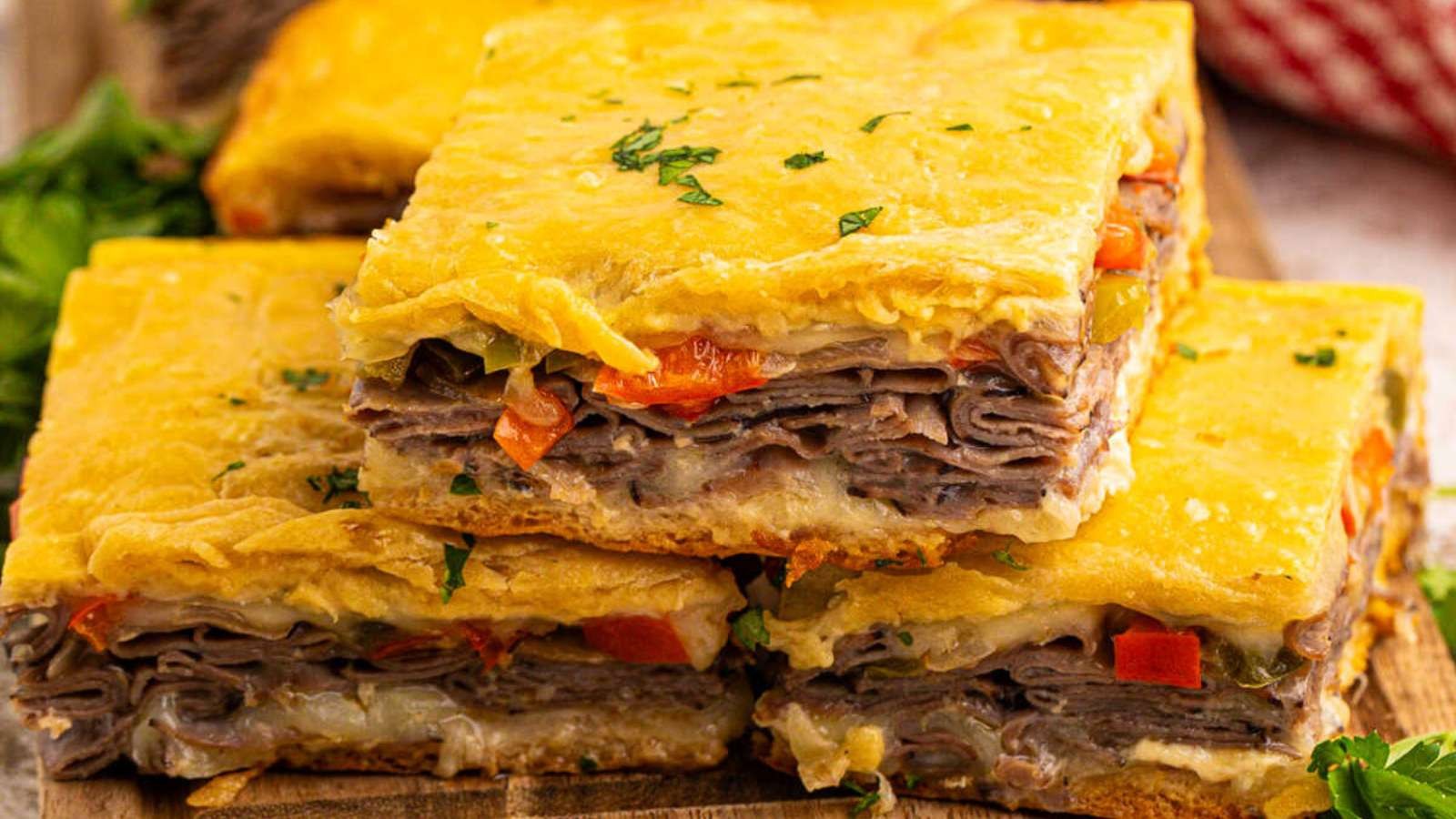 Philly Cheesesteak Squares